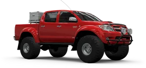 Red Toyota Hilux Offroad Capability PNG image