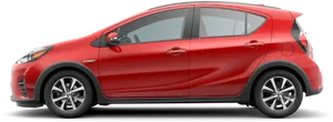 Red Toyota Prius C Side View PNG image