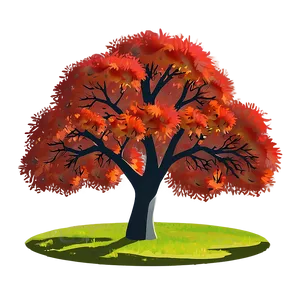 Red Tree In Autumn Park PNG 06252024 PNG