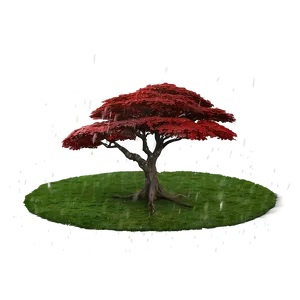 Red Tree In Rainy Scene PNG 74 PNG