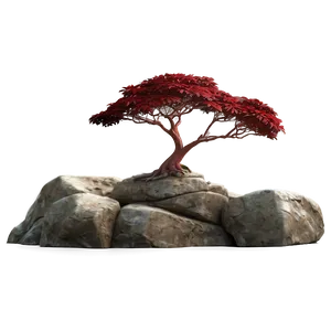 Red Tree In Rocky Landscape Png Eim45 PNG image