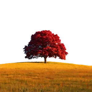 Red Tree In Vibrant Meadow PNG Qgy64 PNG