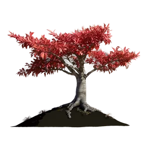 Red Tree On Hillside PNG Erb