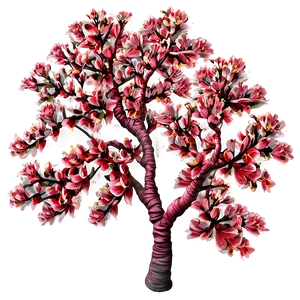 Red Tree With Blooming Flowers Png Gim PNG image