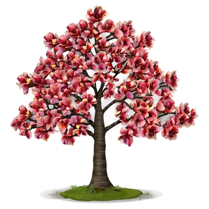 Red Tree With Blooming Flowers PNG Unn28 PNG