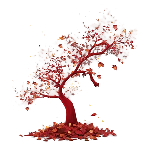 Red Tree With Falling Leaves PNG 06252024 PNG