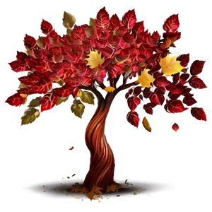 Red Tree With Falling Leaves PNG Ecf PNG