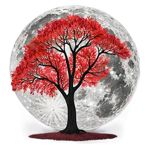 Red Tree With Full Moon PNG 06252024