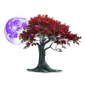 Red Tree With Full Moon PNG 89 PNG