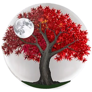Red Tree With Full Moon PNG Rvy52 PNG