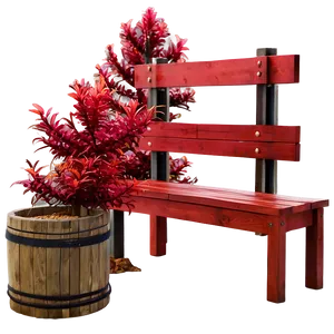 Red Tree With Wooden Bench Png Yne PNG image