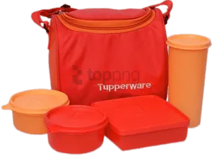 Red Tupperware Lunch Set PNG image