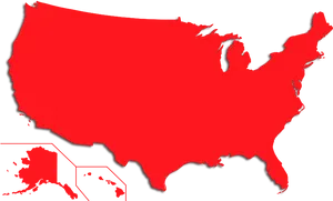 Red U S A Map Outline PNG