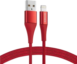 Red U S B Lightning Cable PNG image