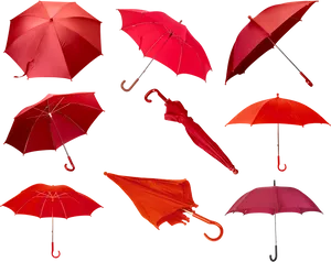 Red Umbrellas Various Positions PNG image