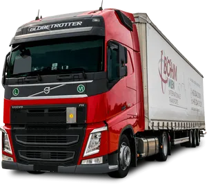 Red Volvo Globetrotter Truck PNG image