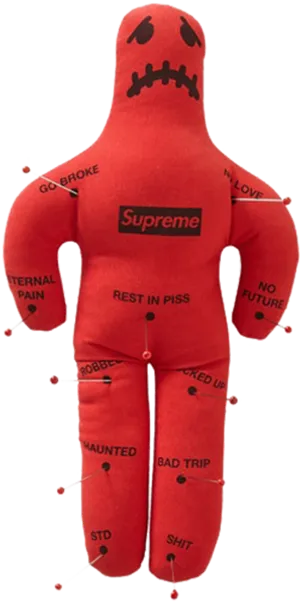 Red Voodoo Doll Supreme Branding PNG image