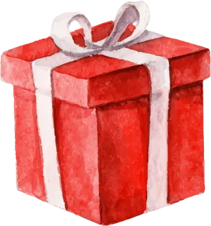 Red Watercolor Gift Box