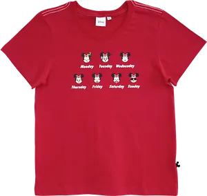 Red Weekday Character T Shirt PNG