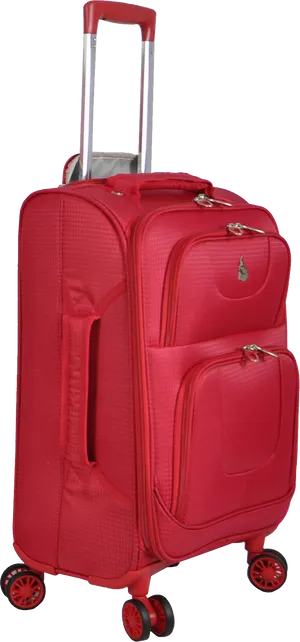 Red Wheeled Carry On Luggage PNG image