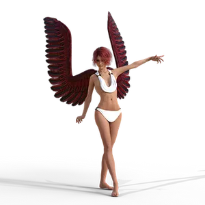 Red Winged Angel Woman PNG image