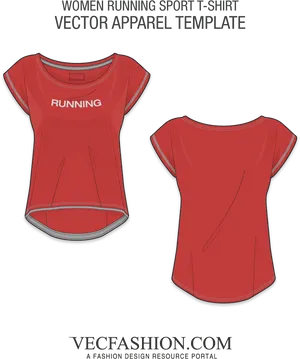 Red Women Running Tshirt Template Vector PNG image