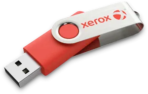 Red Xerox Branded U S B Flash Drive PNG image