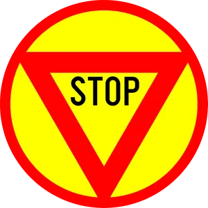 Red Yellow Stop Sign Graphic PNG