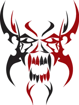 Redand Black Tribal Dragon Tattoo Design PNG image