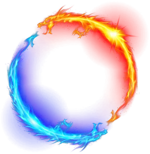 Redand Blue Fire Dragon PNG image