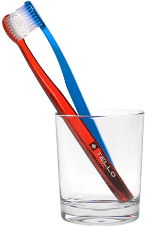 Redand Blue Toothbrushesin Glass PNG image