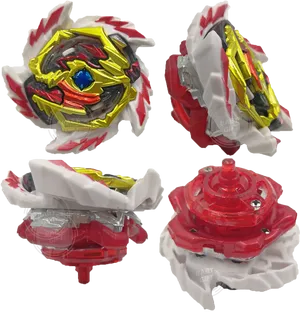 Redand Gold Beyblade Multiple Angles PNG image