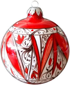 Redand White Christmas Ball Ornament PNG image