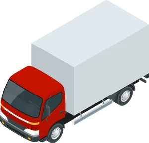 Redand White Delivery Truck Isometric View PNG