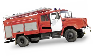 Redand White Fire Truck Side View PNG image