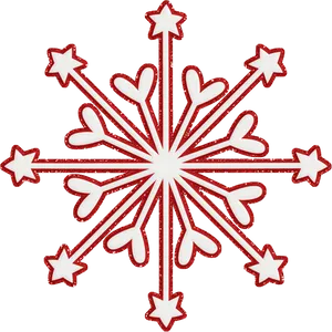 Redand White Heart Snowflake Graphic PNG image