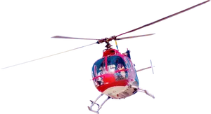 Redand White Helicopterin Flight PNG image