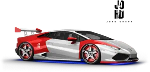 Redand White Lamborghini Huracan Racing Edition PNG image