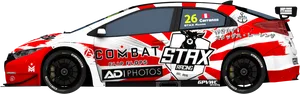 Redand White Racing Car Side View PNG image