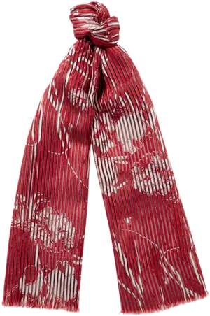 Redand White Striped Scarfwith Floral Pattern.png PNG