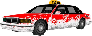 Redand White Taxi Car3 D Model PNG image