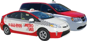 Redand White Taxis Isolated PNG image