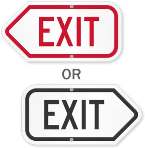 Redand White Versus Blackand White Exit Signs PNG image