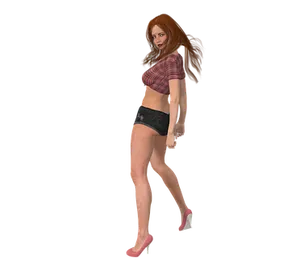 Redhead3 D Model Posing PNG image