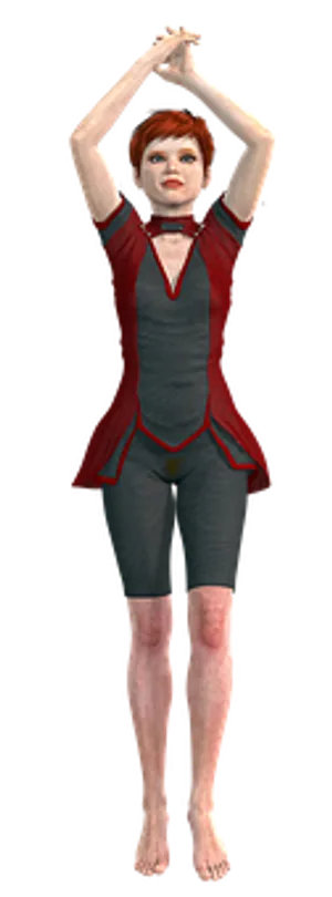 Redheaded Woman Stretching Arms Up