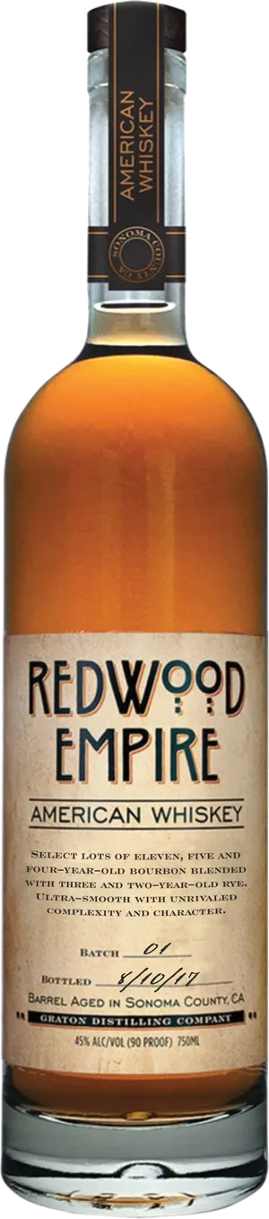 Redwood Empire American Whiskey Bottle PNG image