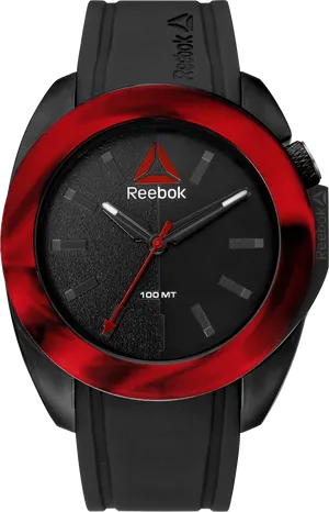 Reebok Black Red Analog Watch PNG image