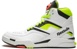 Reebok High Top Sneaker Neon Accents PNG image