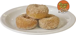 Reeses Puffs Crusted Donutson Plate PNG image