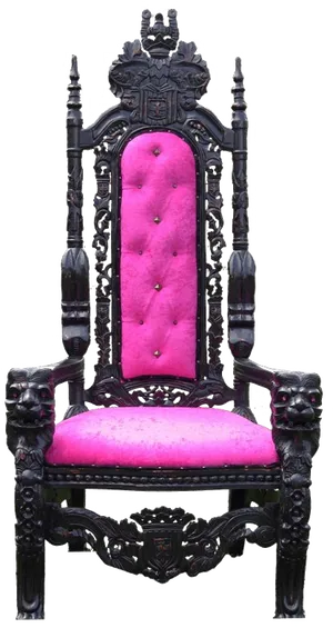 Regal Black Thronewith Pink Upholstery PNG